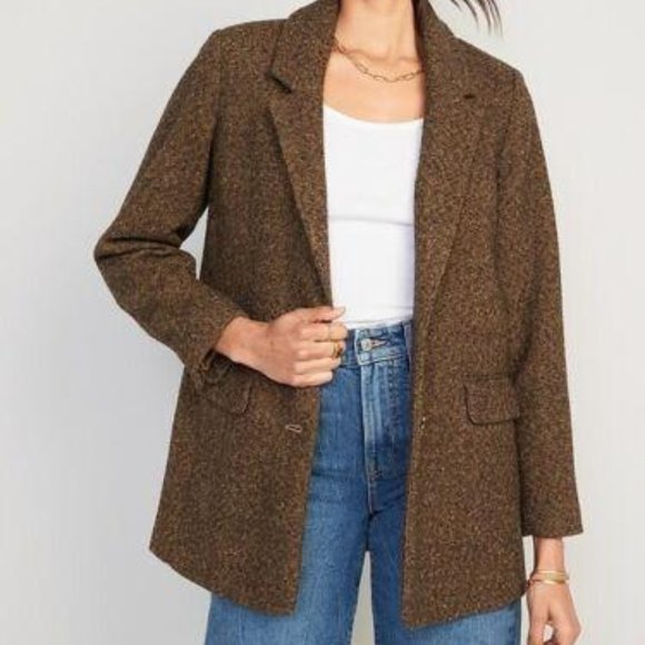 Old Navy  Soft-Brushed Herringbone Oversized Blazer NEW - Picture 1 of 9